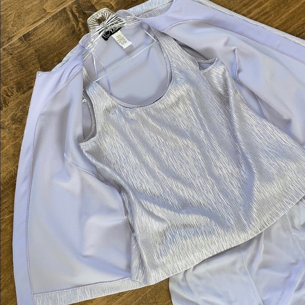 Alex Evenings Shimmering Lilac Skirt Set - Picture 6 of 7